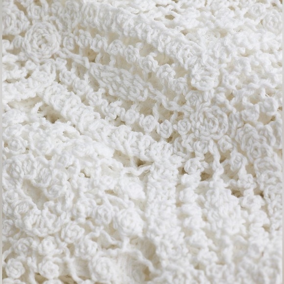 Express White Crochet V Neck Button Up Vest NWT - Picture 3 of 9